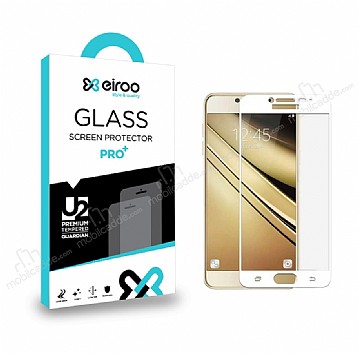 Eiroo Samsung Galaxy J5 Pro 2017 Tempered Glass Full Beyaz Cam Ekran Koruyucu