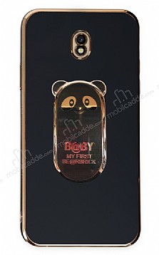 Eiroo Samsung Galaxy J7 Pro 2017 Baby Panda Standl Siyah Silikon Klf