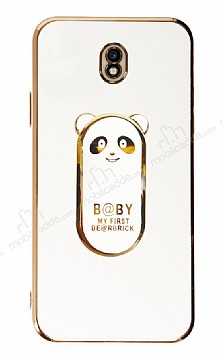 Eiroo Samsung Galaxy J7 Pro 2017 Baby Panda Standl Beyaz Silikon Klf
