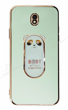 Eiroo Samsung Galaxy J7 Pro 2017 Baby Panda Standl Yeil Silikon Klf