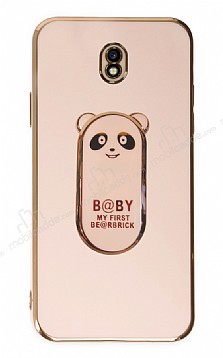 Eiroo Samsung Galaxy J7 Pro 2017 Baby Panda Standl Pembe Silikon Klf