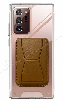 Eiroo Samsung Galaxy Note 20 Ultra Kahverengi Kartlkl Standl Ultra Koruma Klf