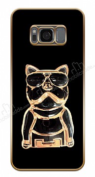 Eiroo Samsung Galaxy S8 Bulldog Standl Kamera Korumal Siyah Silikon Klf