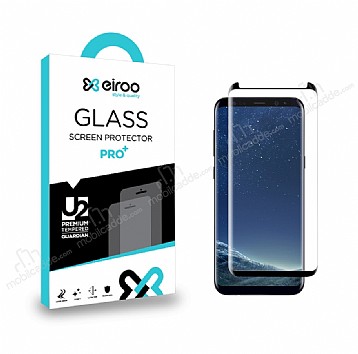 Eiroo Samsung Galaxy S8 Plus Tempered Glass Siyah Curve Cam Ekran Koruyucu