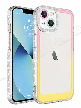 Eiroo Shimmer iPhone 14 Plus Kamera Korumal Pembe-Sar Silikon Klf