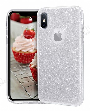 Eiroo Silvery iPhone X / XS Simli Silver Silikon Klf