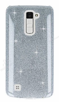 Eiroo Silvery LG K10 Simli Silver Silikon Klf