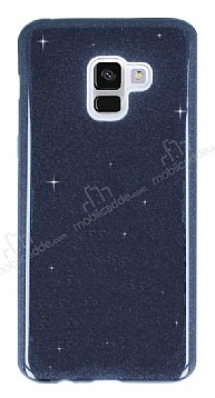 Eiroo Silvery Samsung Galaxy A8 2018 Simli Siyah Silikon Klf