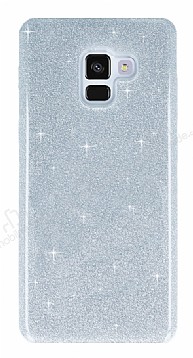 Eiroo Silvery Samsung Galaxy A8 Plus 2018 Simli Silver Silikon Klf