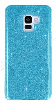 Eiroo Silvery Samsung Galaxy A8 Plus 2018 Simli Mavi Silikon Klf