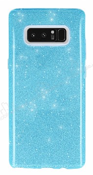Eiroo Silvery Samsung Galaxy Note 8 Simli Mavi Silikon Klf
