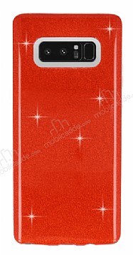 Eiroo Silvery Samsung Galaxy Note 8 Simli Krmz Silikon Klf
