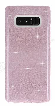 Eiroo Silvery Samsung Galaxy Note 8 Simli Pembe Silikon Klf