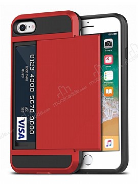 Eiroo Sliding Card iPhone 7 / 8 Ultra Koruma Krmz Klf