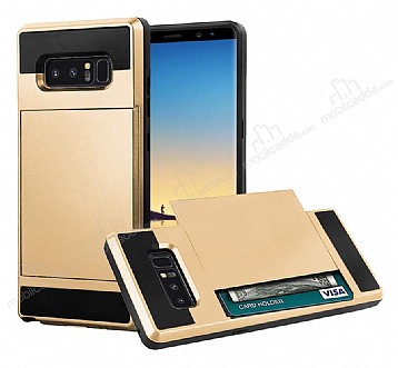 Eiroo Sliding Card Samsung Galaxy Note 8 Ultra Koruma Gold Klf