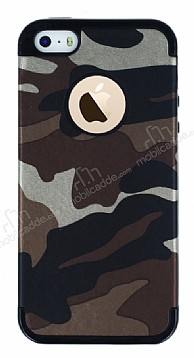 Eiroo Soldier iPhone SE / 5 / 5S Kahverengi Silikon Klf