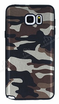 Eiroo Soldier Samsung Galaxy Note 5 Kahverengi Silikon Klf