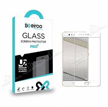 Eiroo Huawei P10 Lite Tempered Glass Full Beyaz Cam Ekran Koruyucu