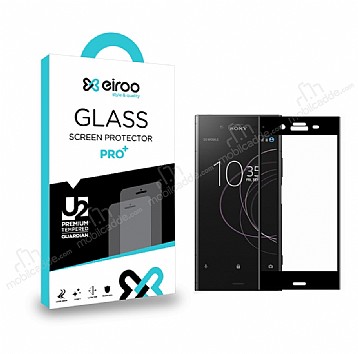 Eiroo Sony Xperia XZ1 Tempered Glass Full Siyah Cam Ekran Koruyucu