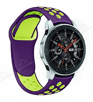 Eiroo Samsung Galaxy Watch 3 45 mm Silikon Mor-Yeil Spor Kordon