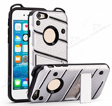 Eiroo Zag Armor iPhone 6 Plus / 6S Plus Standl Ultra Koruma Silver Klf