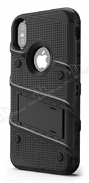 Eiroo Zag Armor iPhone X / XS Standl Ultra Koruma Siyah Klf