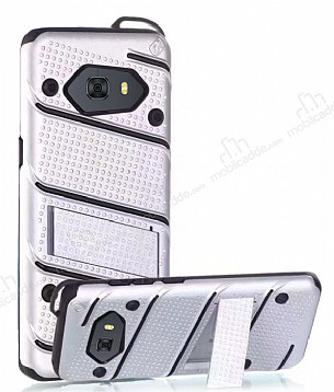 Eiroo Zag Armor Samsung Galaxy C9 Pro Standl Ultra Koruma Silver Klf