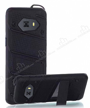 Eiroo Zag Armor Samsung Galaxy C9 Pro Standl Ultra Koruma Siyah Klf