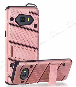 Eiroo Zag Armor Samsung Galaxy C9 Pro Standl Ultra Koruma Rose Gold Klf