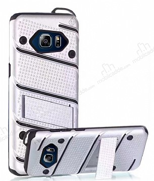Eiroo Zag Armor Samsung Galaxy Note 5 Standl Ultra Koruma Silver Klf