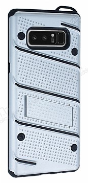 Eiroo Zag Armor Samsung Galaxy Note 8 Standl Ultra Koruma Silver Klf