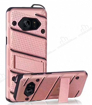 Eiroo Zag Armor Samsung Galaxy S7 Edge Standl Ultra Koruma Rose Gold Klf