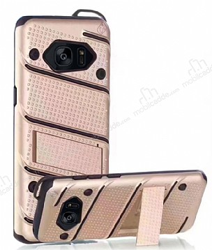 Eiroo Zag Armor Samsung Galaxy S7 Edge Standl Ultra Koruma Gold Klf