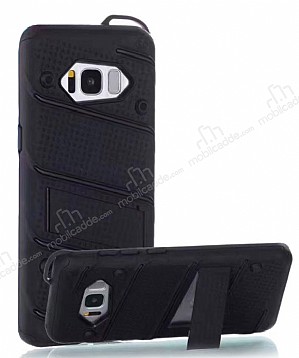 Eiroo Zag Armor Samsung Galaxy S8 Plus Standl Ultra Koruma Siyah Klf