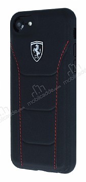 Ferrari iPhone 6 / 6S / 7 / 8 Gerek Deri Siyah Rubber Klf