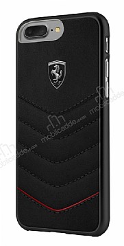 Ferrari iPhone 6 Plus / 6S Plus / 7 Plus / 8 Plus Gerek Deri Siyah Rubber Klf