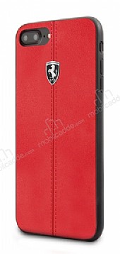 Ferrari iPhone 6 Plus / 6S Plus / 7 Plus / 8 Plus Gerek Deri Krmz Rubber Klf
