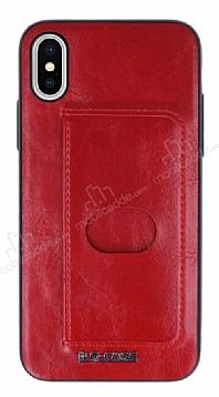 G-Case Majesty Series iPhone X / XS Deri Krmz Rubber Klf