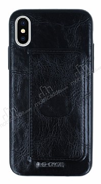 G-Case Majesty Series iPhone X / XS Deri Siyah Rubber Klf