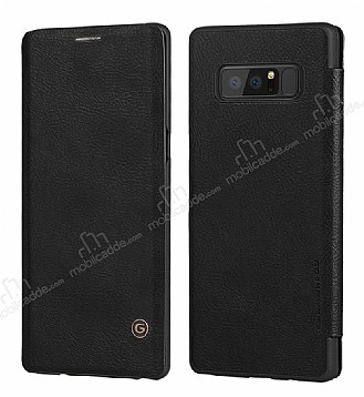 G-Case Samsung Galaxy Note 8 Czdanl nce Yan Kapakl Siyah Deri Klf