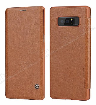 G-Case Samsung Galaxy Note 8 Czdanl nce Yan Kapakl Kahverengi Deri Klf
