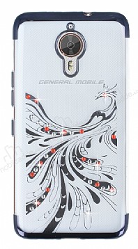 General Mobile GM 5 Plus Siyah Peacock Tal effaf Silikon Klf
