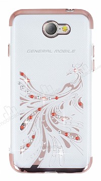 General Mobile GM6 Rose Gold Peacock Tal effaf Silikon Klf