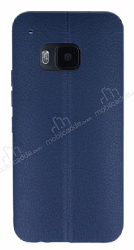 HTC One M9 Deri Desenli Ultra nce Lacivert Silikon Klf