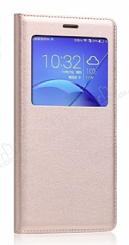 Huawei P10 Lite Pencereli nce Kapakl Gold Klf