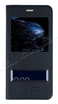 Huawei P10 Lite Pencereli nce Kapakl Siyah Klf