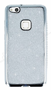 Huawei P10 Lite Tal Kenarl Simli Silver Silikon Klf