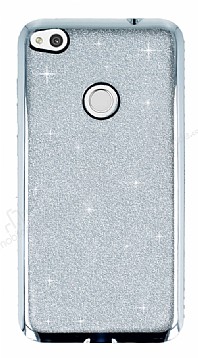 Huawei P9 Lite 2017 Tal Kenarl Simli Silver Silikon Klf