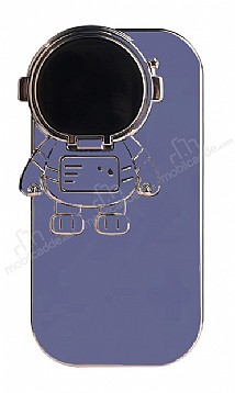 iPhone 11 Pro Astronot Kamera Korumal Standl Mavi Silikon Klf