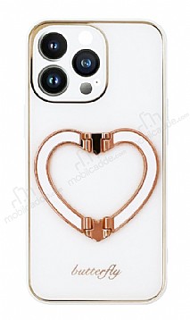 iPhone 14 Pro Kalpli Tutuculu Beyaz Silikon Klf